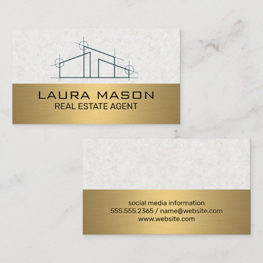 Huislogo | Goud Metaal Visitekaartje (Voorkant / Achterkant)