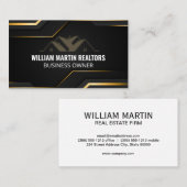 Huislogo | Metaalachtig Goud Geometrisch Zwart Visitekaartje (Voorkant / Achterkant)