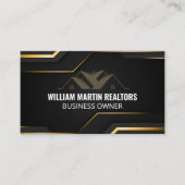 Huislogo | Metaalachtig Goud Geometrisch Zwart Visitekaartje (Voorkant)