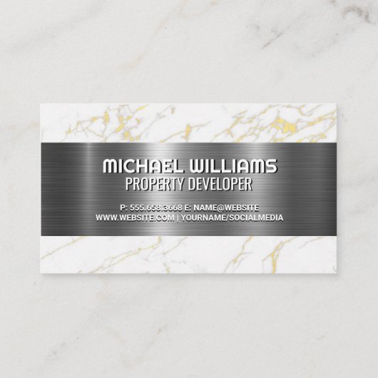 Huislogo | Metalen Marmer Visitekaartje (Achterkant)