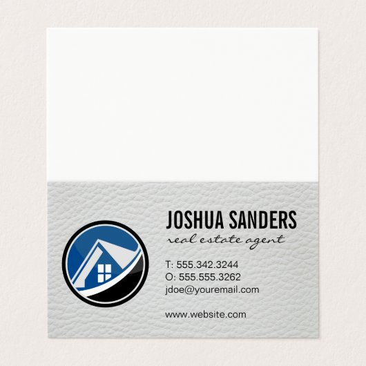 Huislogo onroerend goed | Leer Visitekaartje (Buitenkant ongevouwen)