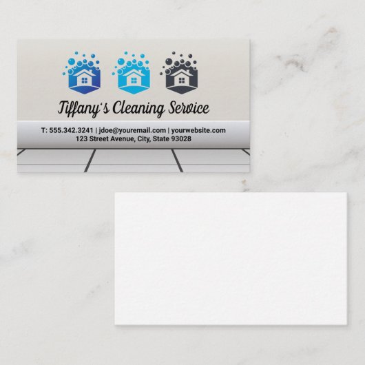 Huislogo zeepbellen visitekaartje (Voorkant / Achterkant)