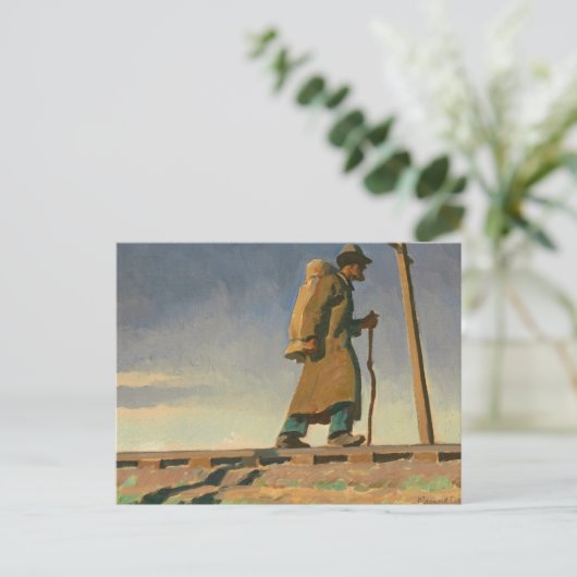 Huisloos Man, 1938, ingediend door Maynard Dixon Briefkaart (Staand voorkant)