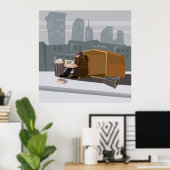 Huisloos Man Poster (Thuiskantoor)