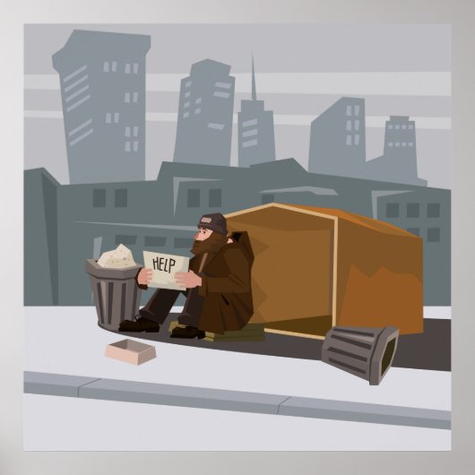 Huisloos Man Poster (Voorkant)