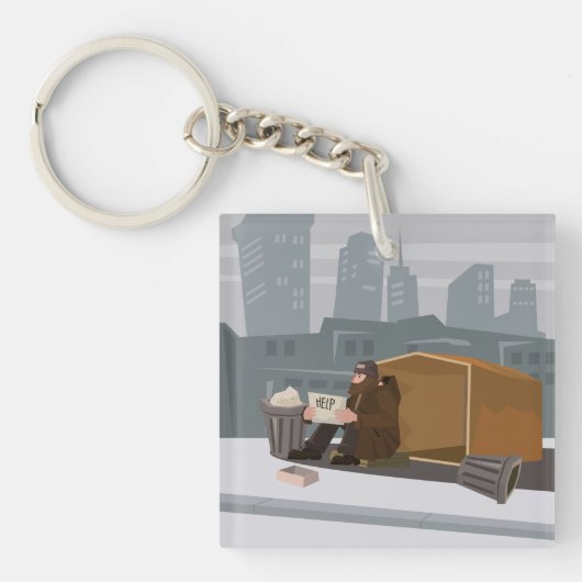 Huisloos Man Sleutelhanger (Voorkant)