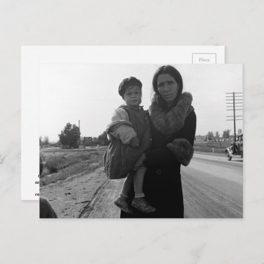 Huisloze moeder en kind - 1939 briefkaart (Voorkant / Achterkant)