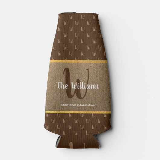 huismerknaam bruine label flessenkoeler flesjeskoeler (Voorkant)