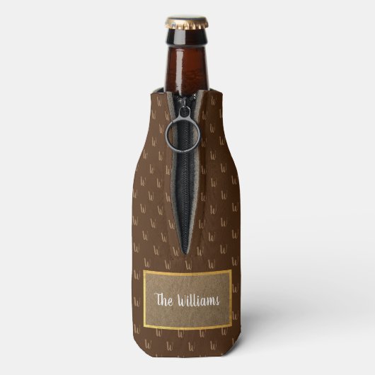 huismerknaam bruine label flessenkoeler flesjeskoeler (Fles Achterkant)