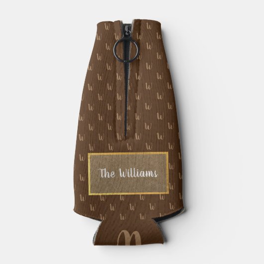 huismerknaam bruine label flessenkoeler flesjeskoeler (Achterkant)