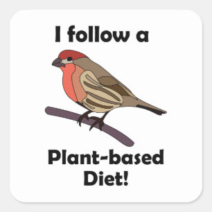 Huismus Ik Volg Plantaardig Dieet Grappige Vogel Vierkante Sticker
