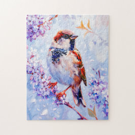 Huismus op een Tak Impressionistische Kunst Legpuzzel