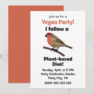 Huismusvink Ik Volg Plantaardig Dieet Vegan Feestj Kaart