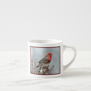 Huismusvink in Sneeuw - Originele Foto Espresso Kop