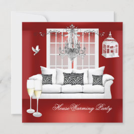 Huisopwarmende Rood Witte Champagne Kroonluchter Kaart