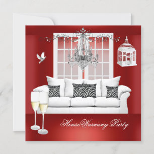 Huisopwarmende Rood Witte Champagne Kroonluchter Kaart