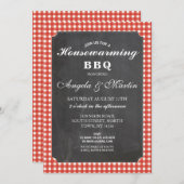 Huisopwarming BBQ Red Check Chalk Invite Kaart (Voorkant / Achterkant)