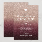 Huisopwarming Cocktail: Burgundy Roos Gold Kaart (Voorkant / Achterkant)