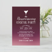 Huisopwarming Cocktail Party Modern Burgundy Ombre Kaart (Staand voorkant)