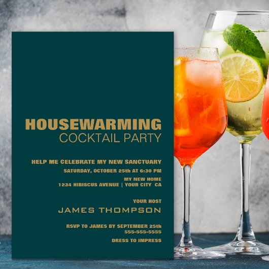 Huisopwarming Cocktail Party Moderne Blauwgroen Go Kaart