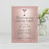 Huisopwarming Cocktail Party Moderne Roos Gold Kaart (Staand voorkant)