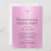 Huisopwarming Cocktail Party Moderne roze Kaart (Voorkant)