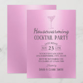 Huisopwarming Cocktail Party Moderne roze Kaart (Voorkant / Achterkant)