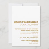 Huisopwarming Cocktail Party Moderne White Gold Kaart (Voorkant)