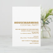 Huisopwarming Cocktail Party Moderne White Gold Kaart (Staand voorkant)
