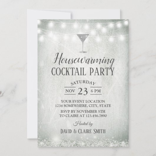 Huisopwarming Cocktail Party Rustic Baby's adem Kaart (Voorkant)