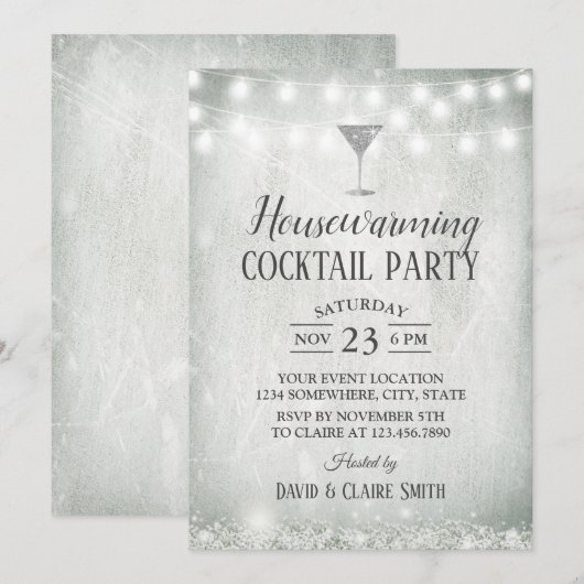 Huisopwarming Cocktail Party Rustic Baby's adem Kaart (Voorkant / Achterkant)