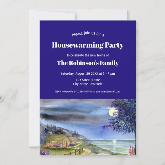 Huisopwarming door licht van de zilvermaan kaart (Voorkant)