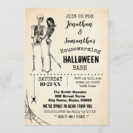 Huisopwarming Halloween party basskeleton Kaart