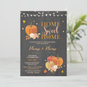 Huisopwarming Home Sweet Chalk Herfst Pumpkin Invi Kaart (Staand voorkant)