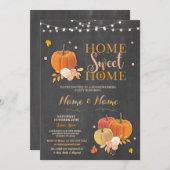 Huisopwarming Home Sweet Chalk Herfst Pumpkin Invi Kaart (Voorkant / Achterkant)