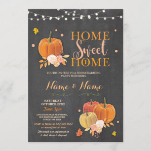 Huisopwarming Home Sweet Chalk Herfst Pumpkin Invi Kaart