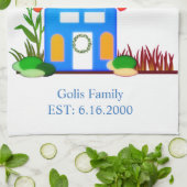 Huisopwarming / Nieuwe thuisfamilie, naam keukenha Theedoek (Gevouwen)