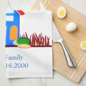 Huisopwarming / Nieuwe thuisfamilie, naam keukenha Theedoek (Quarter Fold)