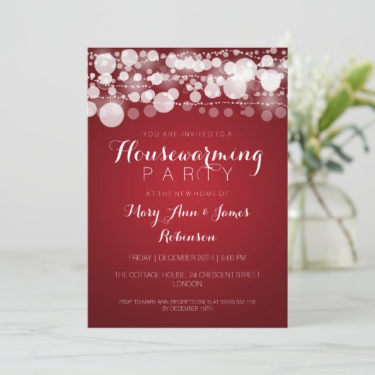 Huisopwarming Partij Moderne Stippen Rood Kaart (Staand voorkant)