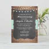 Huisopwarming Party Mint Check Wood Home BBQ Uitno Kaart (Staand voorkant)