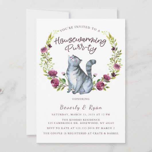 Huisopwarming Spintty Party Cat Theme Kaart (Voorkant)