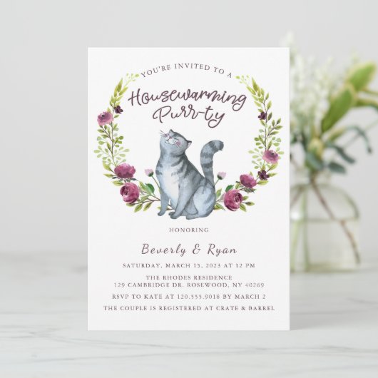 Huisopwarming Spintty Party Cat Theme Kaart (Staand voorkant)