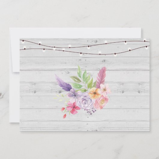 Huisopwarming  Thuis Sweet Gray Pink Flowers Kaart (Achterkant)