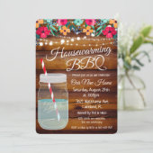Huisopwarmings BBQ Mason Jar uitnodiging (Staand voorkant)