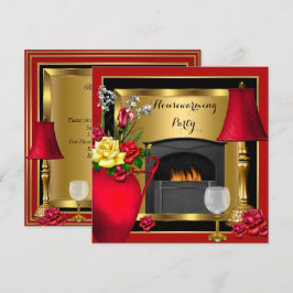 Huisopwarmings Rood Gouden Rozen Decoratie Wijn Gl Kaart