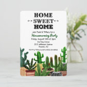 Huisopwarmingsfeest Boho Cactus Uitnodiging (Staand voorkant)