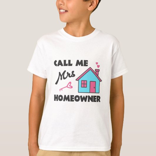 Huisopwarmingsfeest Noem me Mrs Homeowner T-shirt (Voorkant)