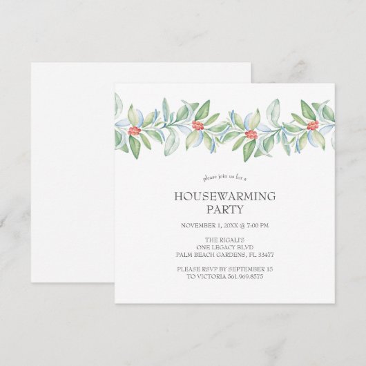 Huisopwarmingsfeest Uitnodigingen Waterverf Kerstm (Voorkant / Achterkant)