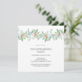 Huisopwarmingsfeest Uitnodigingen Waterverf Kerstm (Staand voorkant)