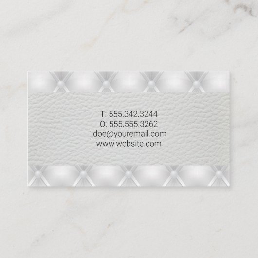 huispictogram | Witte lederen gestoffeerde vulling Visitekaartje (Achterkant)